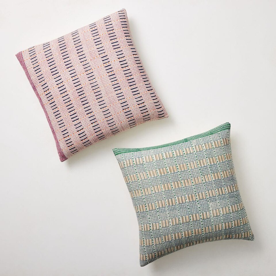 Block Print Grid Cushion Cover West Elm Australia